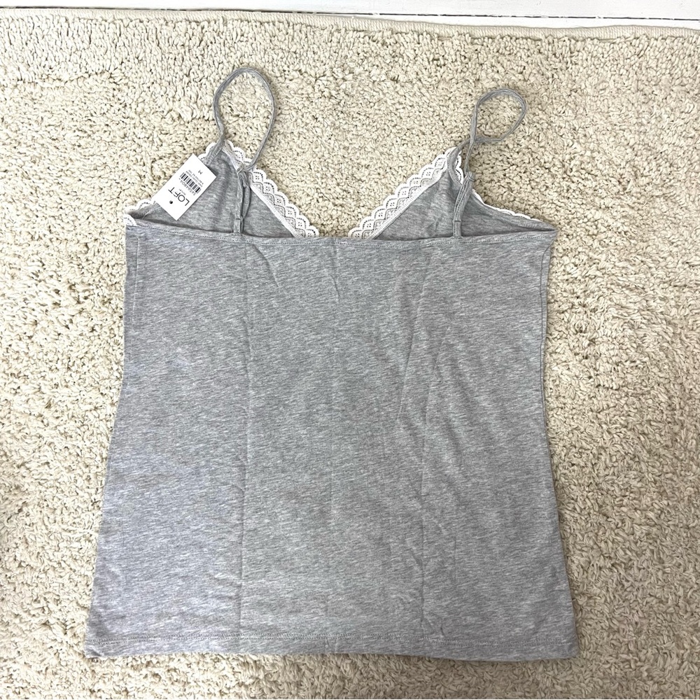 LOFT Women's Grey Lace Trim Camisole Top - Picture 4 of 6